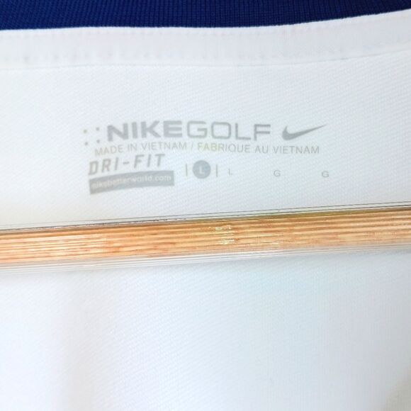 NIKE GOLF Men's White Blue Neon Quarter Zip Pullover Size Large URA Logo Sport - Picture 6 of 13